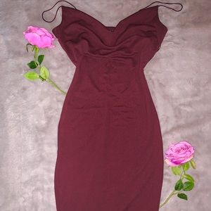 Burgundy Bodycon Midi Dress
